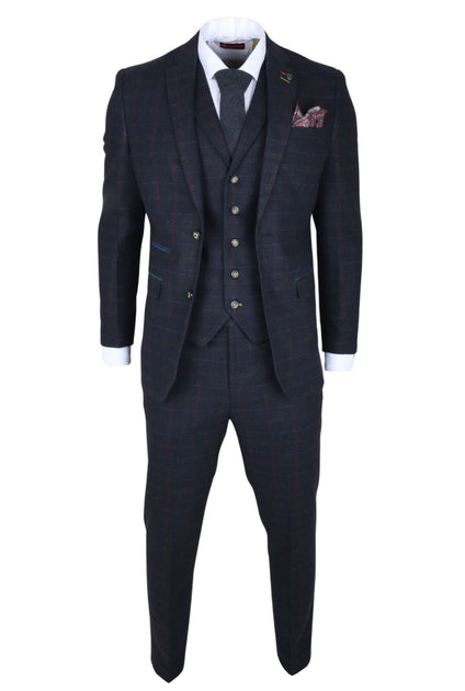 Robert Simon Ryan 3 Piece Tweed Slim Fit Suit Blue US 52 Regular 4