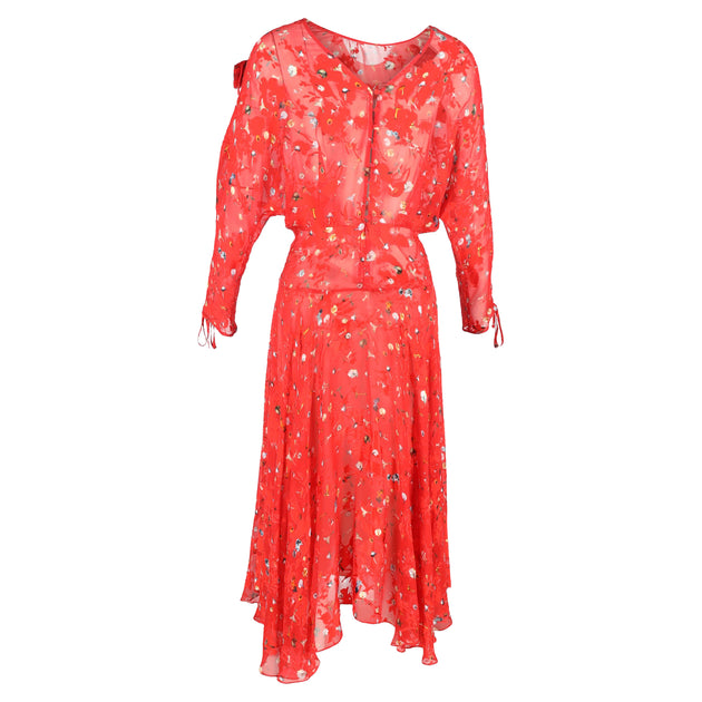 open lace back dress Preen by Thornton Bregazzi Floral-Printed Midi Dress