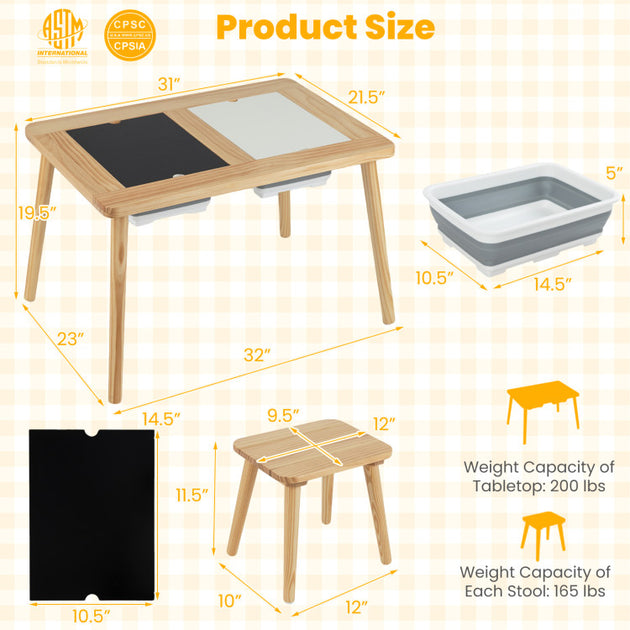 Hivvago Wooden Kids Activity Table Set Natural 4