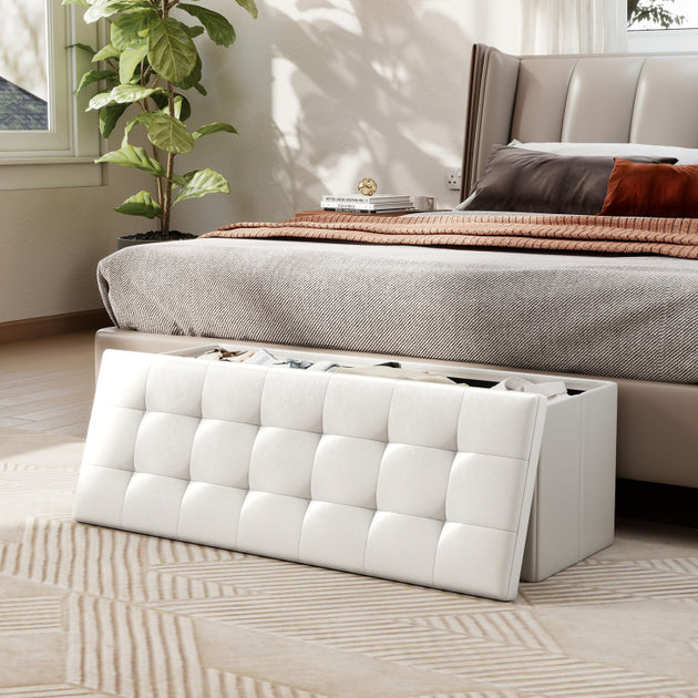 Hivvago Folding Storage Ottoman Bench Brown 5