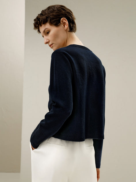 LILYSILK Merino Wool Cardigan Blue XS 3