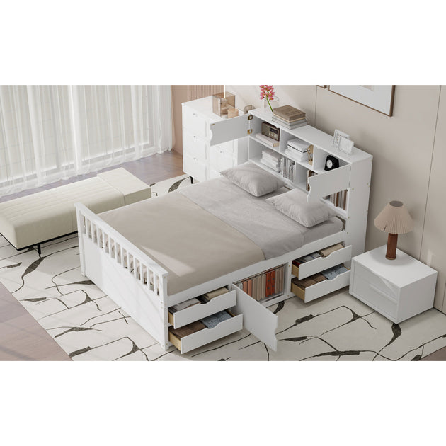 Streamdale Captain Platform Bed Frame White Full 5