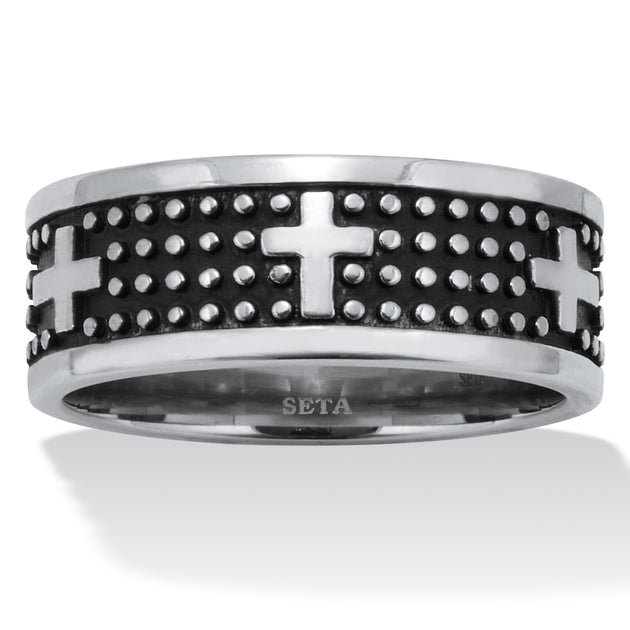 Palm Men's Cross Ring Black US 10 2