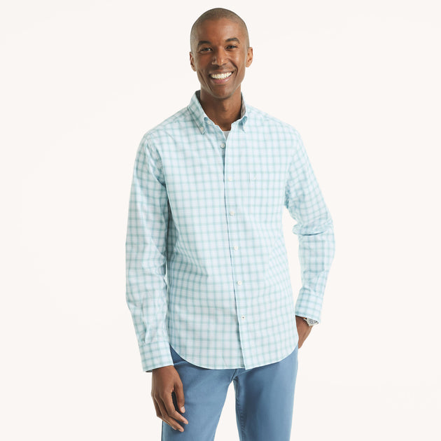 Nautica Classic Fit Plaid Shirt Blue Large 2