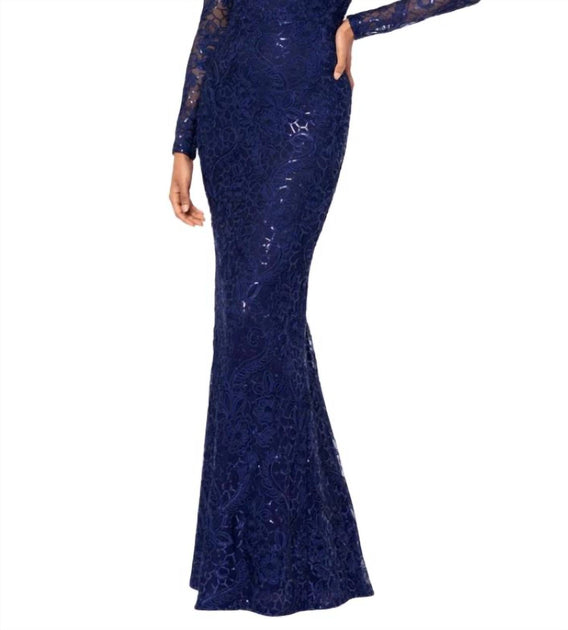 Betsy & Adam Cecelia Gown Dress Blue US 4 3