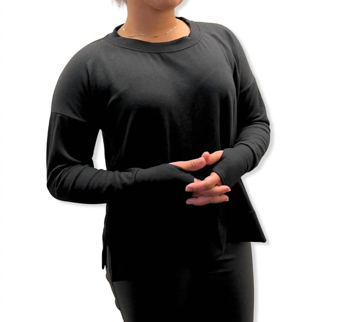 Alyssa Thomas Rundhals Langarm Sweatshirt Schwarz XS 3