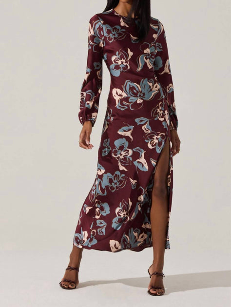 ASTR Elyse Satin Floral Midi Dress Multi Small 2