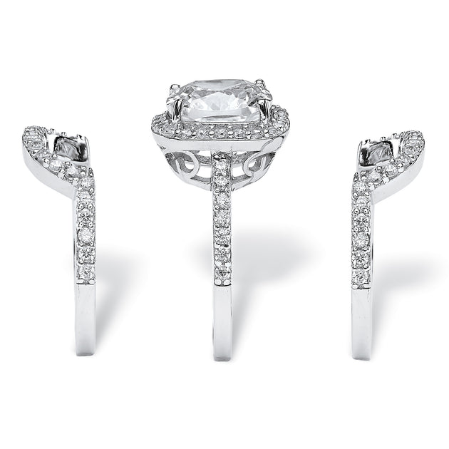 Palm 4.27 TCW CZ 3-Pc. Bridal Ring Set White US 6 3