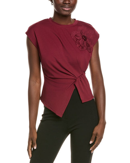 Gracia Gracia Draped T-Shirt Red Large 2