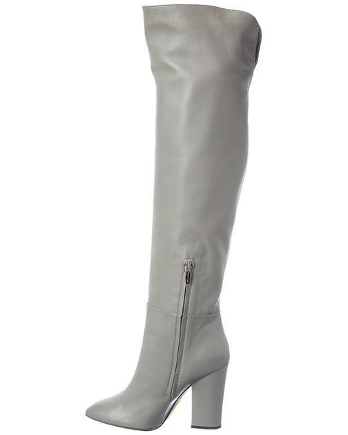 Sergio Rossi Scarlett Leather Over-The-Knee Boot Grey EU 40 3