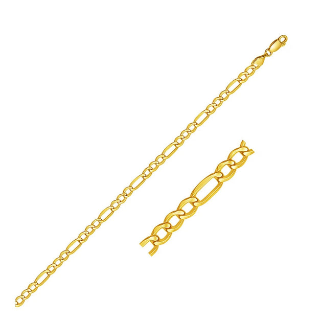 14k Yellow Gold Lite Figaro Bracelet Gold 2