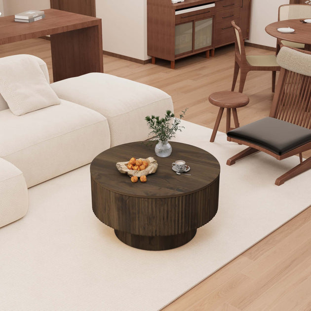 Streamdale MDF Round Coffee Table and 2 PU Dining Chairs Set 5