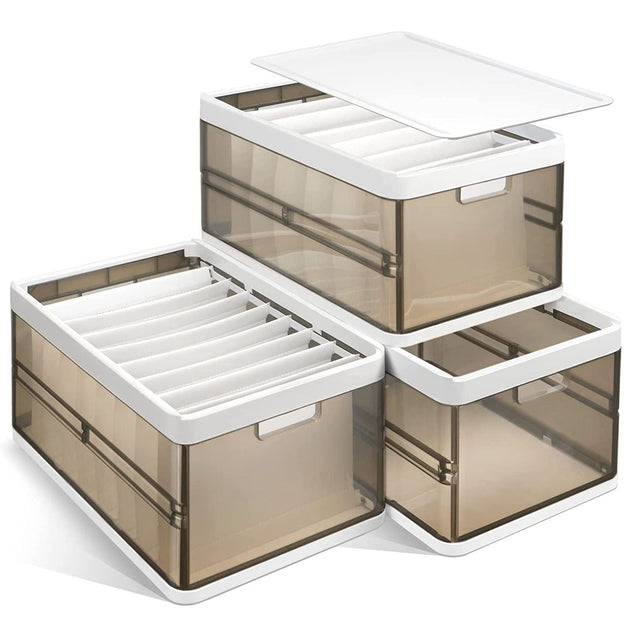 Peecaan Foldable Storage Bin Clear Plastic 3 Pack 2