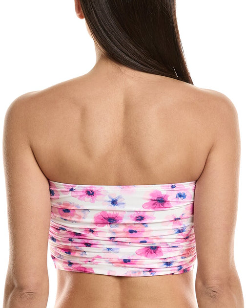 Carmen Marc Valvo Bandeau Shirred Top Pink Large 3