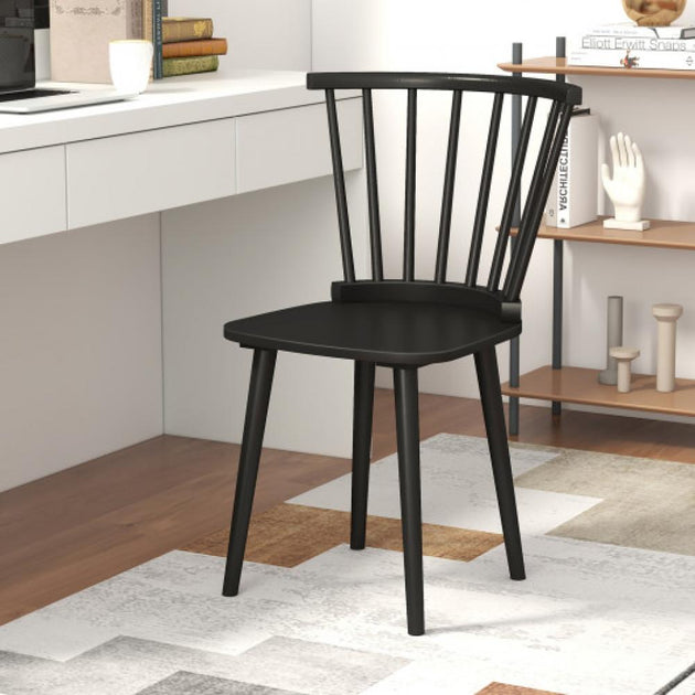Hivvago Windsor Dining Chair Black Set of 2 3