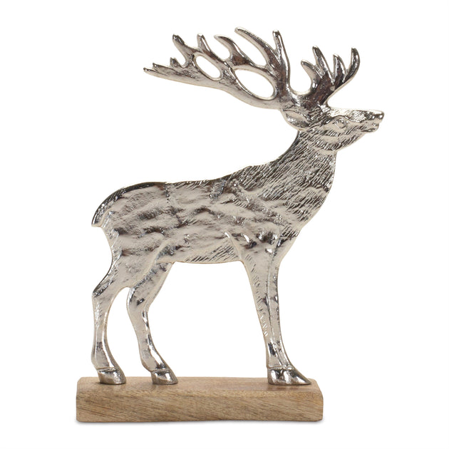 Hivvago Deer on Base Set of 2 Wood/Aluminum 5
