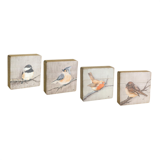 Hivvago Rustic Wood Bird Plaque Brown 2