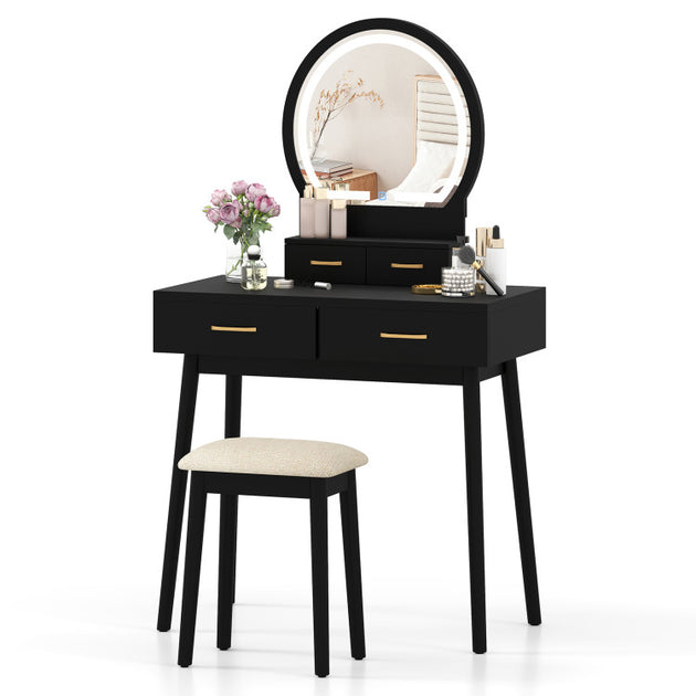 Hivvago Small Vanity Makeup Dressing Table Set Black/White 5