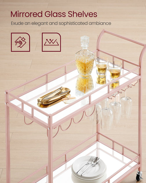 Hivvago Home Bar Serving Cart Rose Gold 4