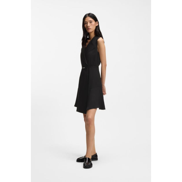 Boss Crepe Wrap Dress Black US 4 4