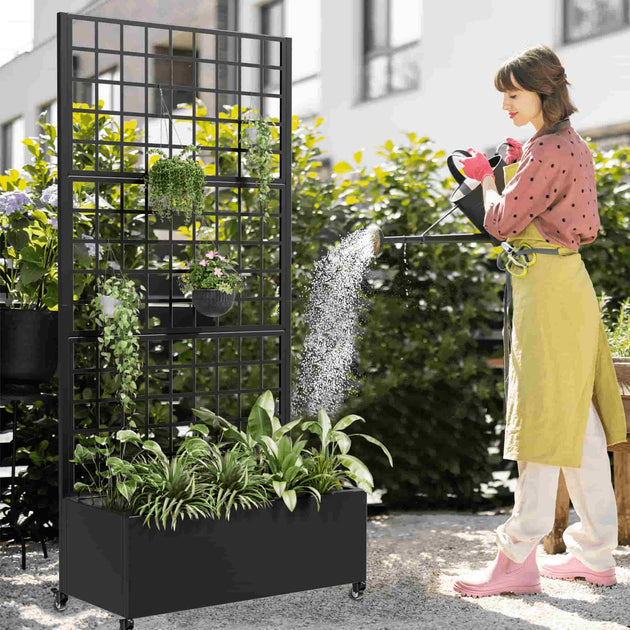 Hivvago 35-Inch Rectangular Planter Box Black 7