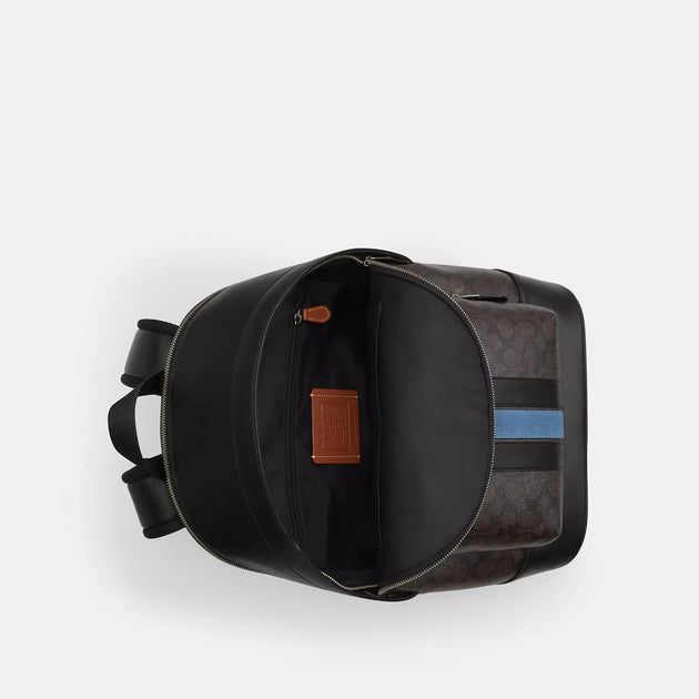 coach houston backpack with varsity stripe Coach Outlet West Backpack In Signature Canvas With Varsity Stripe
