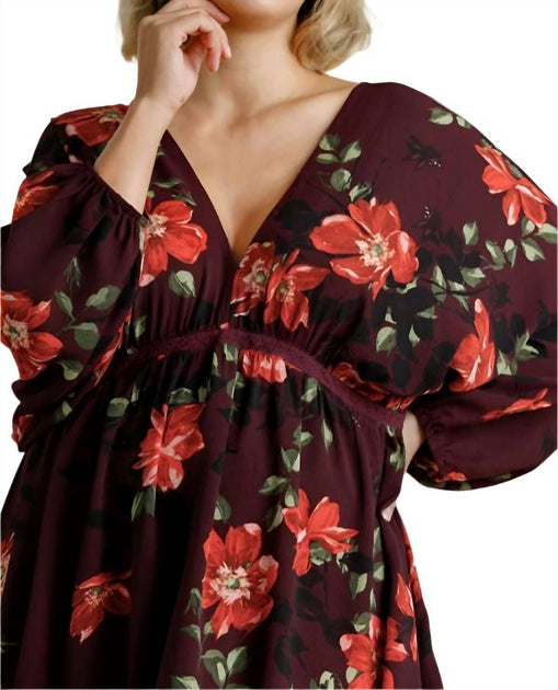 Robe Umgee à manches ballon et imprimé floral Multi XLarge 4