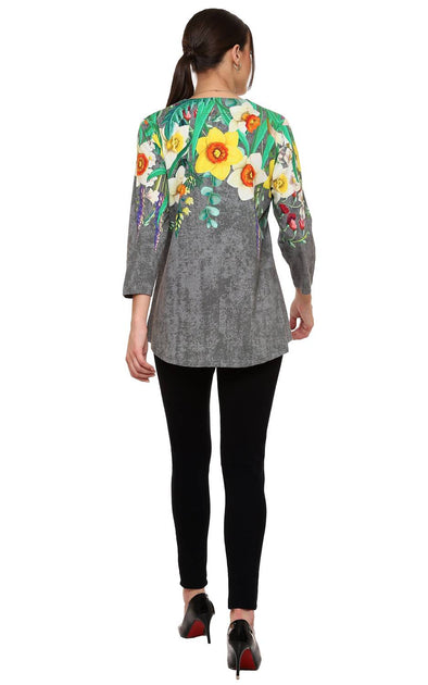 Parsley & Sage Daffodil Haut Col V Gris 3X 3
