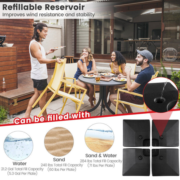 Hivvago 4-Piece Cantilever Offset Patio Umbrella Base Black 4