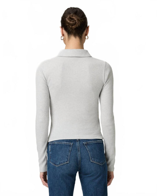Paige Eden Collared Long Sleeve Top Grey Large 3