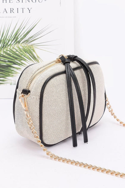 FASHNZFAB Canvas Bowling Bag Beige One Size 4