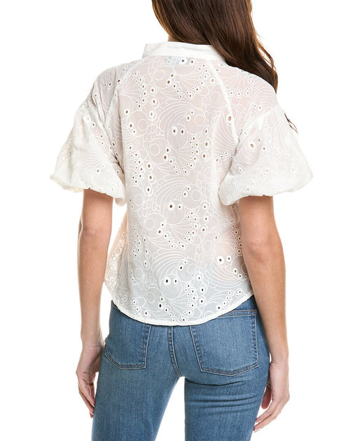 Gracia Eyelet Top White Medium 3