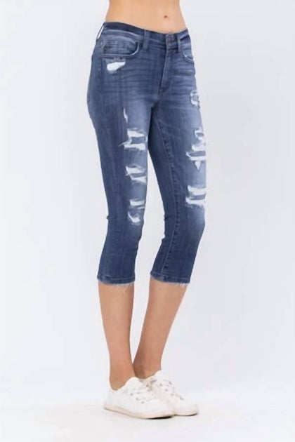 Judy Blue Perfect Patch Capri Jeans Blue 27 4