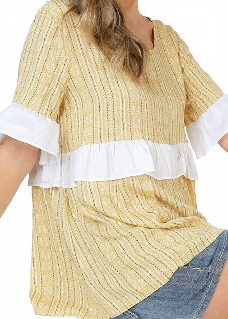 Shop Basic Cotton Printed Top Yellow Small 3