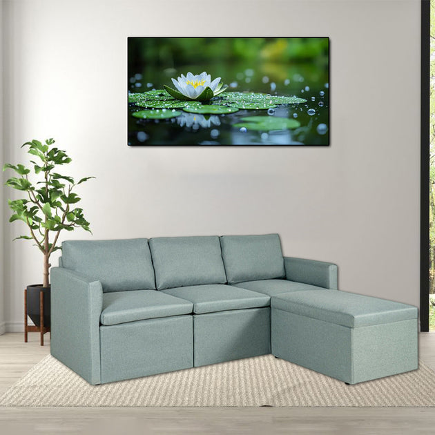 Hivvago L-Shaped Sectional Couch Green 2