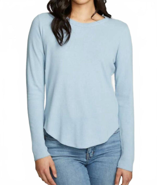 Chaser Langarm Crew Neck Shirttail Tee Blau Medium 2
