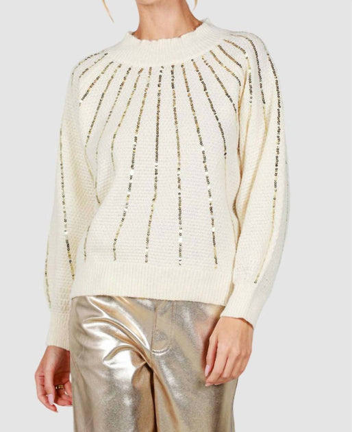Pull en maille Style USA à sequins Beige Medium 2