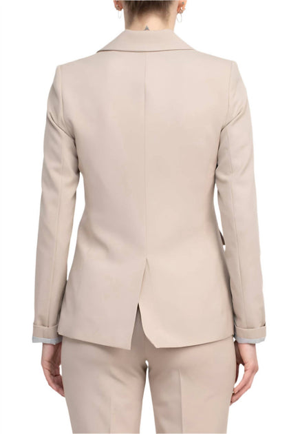 Philosophy Lapel Collar Single Button Flap Pockets Woven Blazer Beige US 6 4