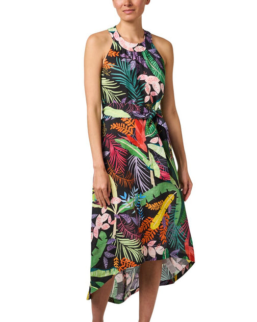 120% Lino Halter Linen Midi Dress Multi EU 44 2