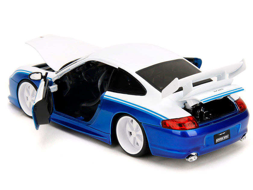 Jada Porsche 911 GT3 RS (996) #845 Weiß und Metallic Blau 1/24 Modellauto 2
