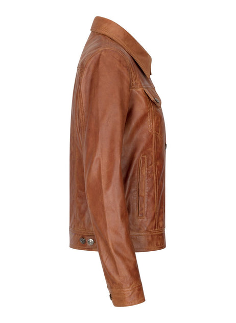 TruClothing Vintage Leather Biker Jacket Brown Medium 3