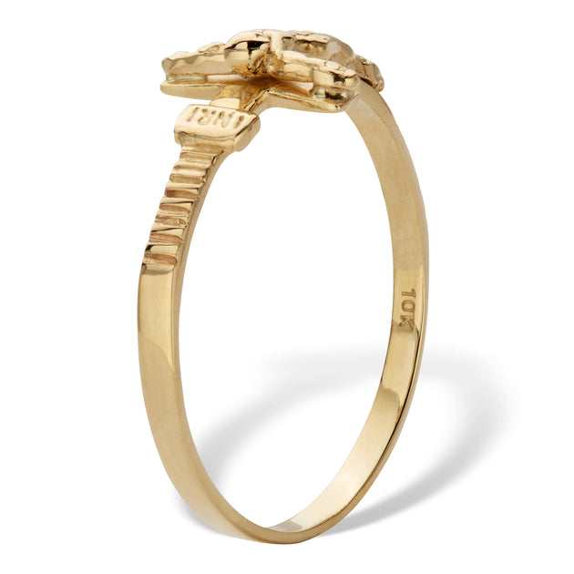 Palm Stackable Crucifix Ring 10K Yellow Gold US 8 3