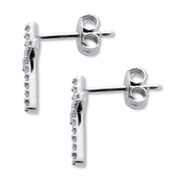Palm .25 TCW Sterling Silver Diamond Cross Earrings Silver 3