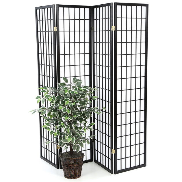 Hivvago 4-Panel Shoji Room Divider Black 3