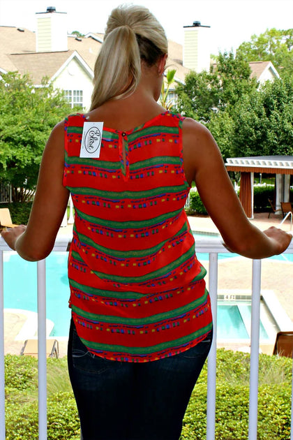 EVERLY Sleeveless Printed Top Red Small 4