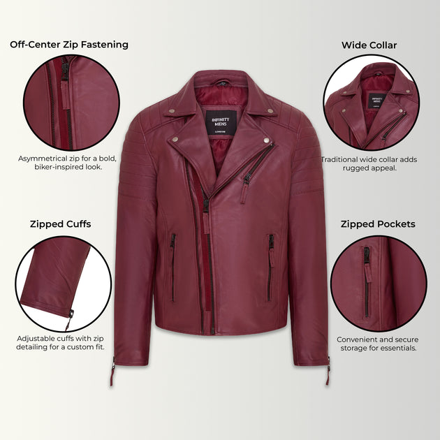 Infinity Brando Double Cross Zip Leather Biker Jacket Brown Small 3