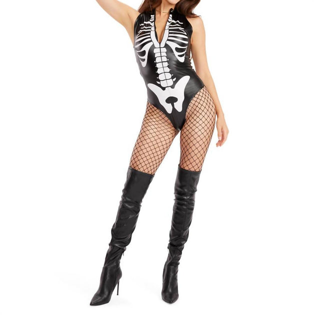 Tipsy Elves Skeleton Bodysuit Black Medium 2