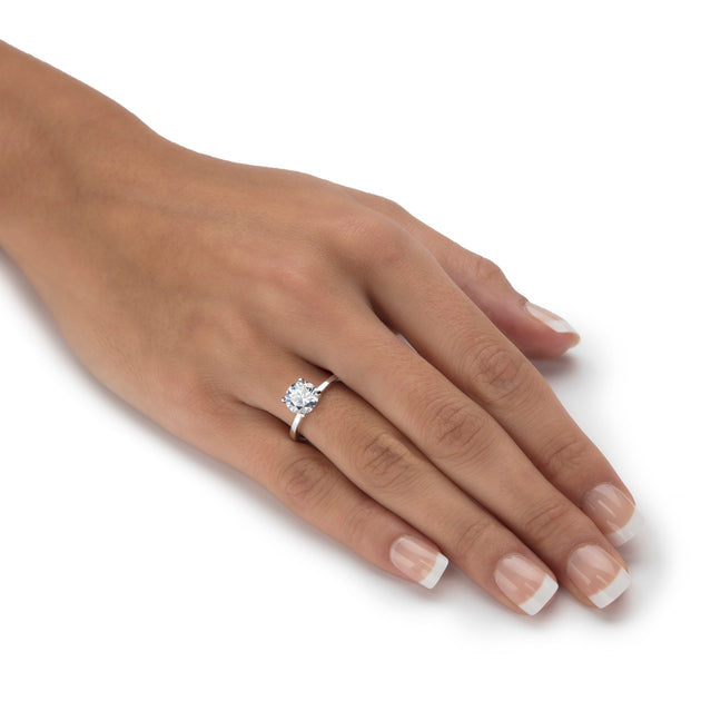 Palm 1.85 TCW Created White Sapphire Platinum/Sterling Silver Ring Silver US 10 4