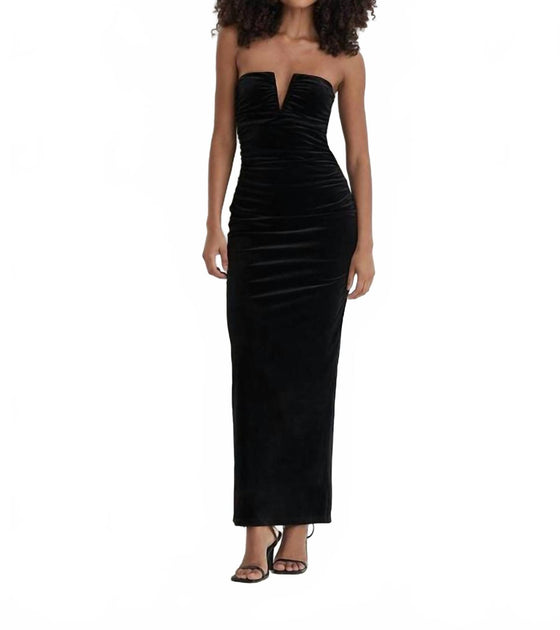 4th & Reckless Ailsa Velvet Maxi Dress Black Small 4