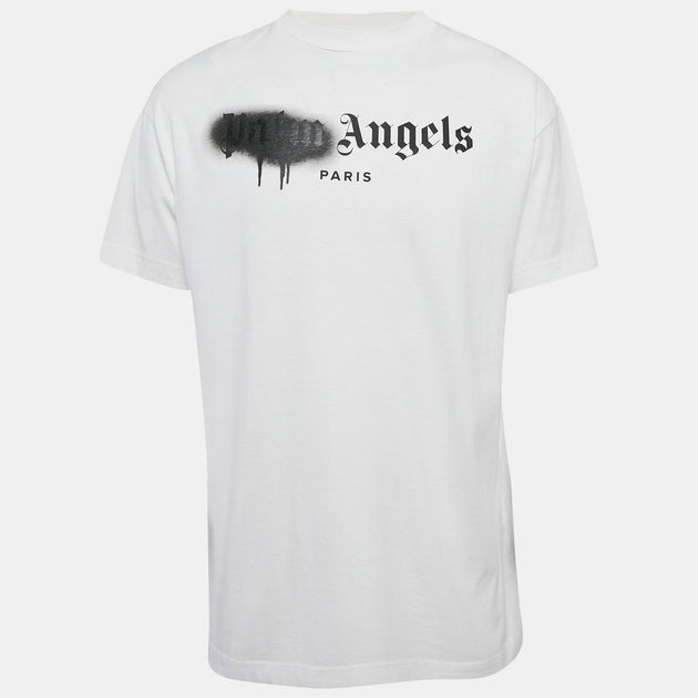 Palm Angels Paris Sprayed Logo T-Shirt White Large 2